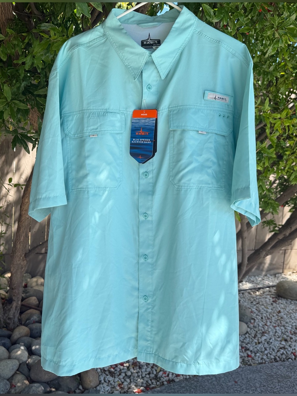 NWT HABIT Blue Casual Button Down Shirt Lightweight Outdoor back winteliter